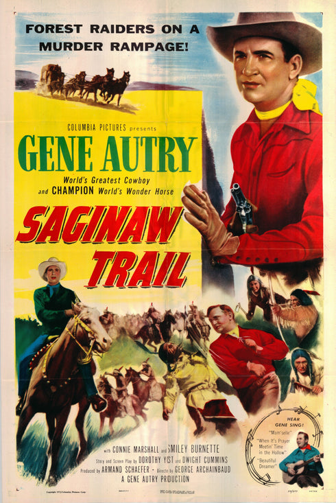 saginaw trail 1953 one sheet poster folded